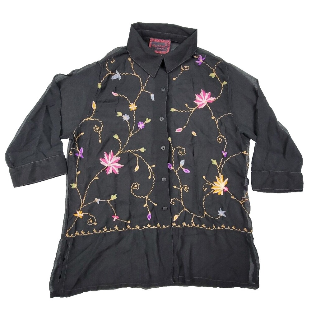 April Cornell Top Blouse Button Up FLoral